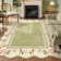 Washable Floral Scalloped Thin Non-Slip Green Area Rugs For Living Room Bedroom Vintage Office Dining Room Rug