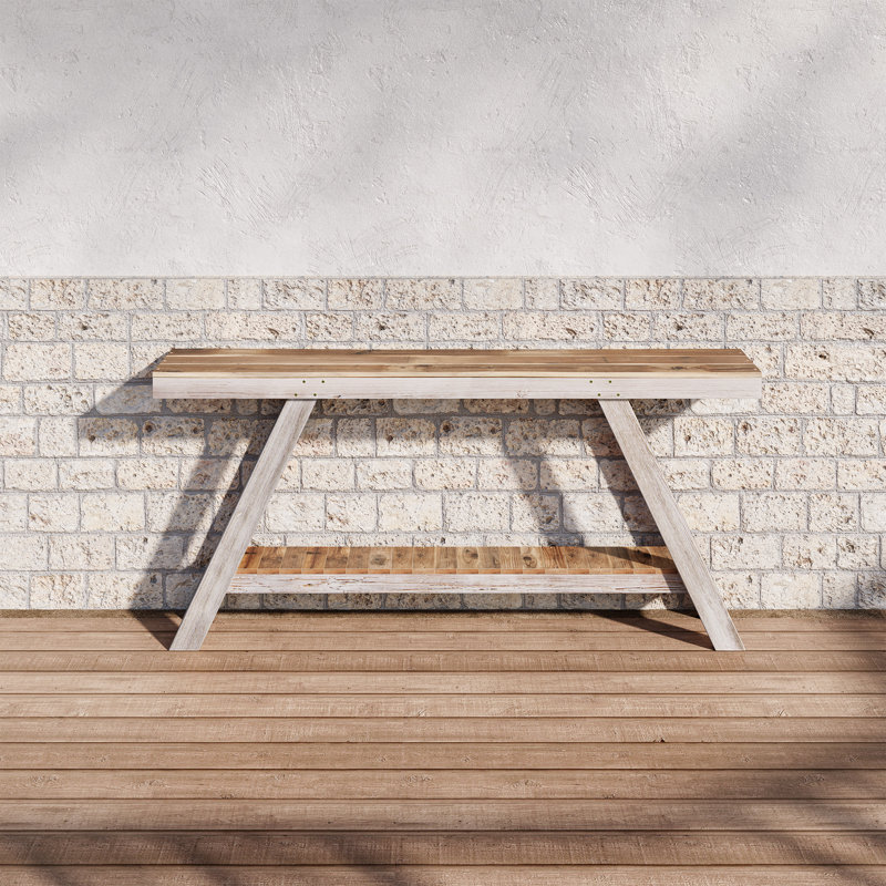 60" Solid Wood Console Table, Narrow Farmhouse Design with Angled Legs for Hallway - White Color, White