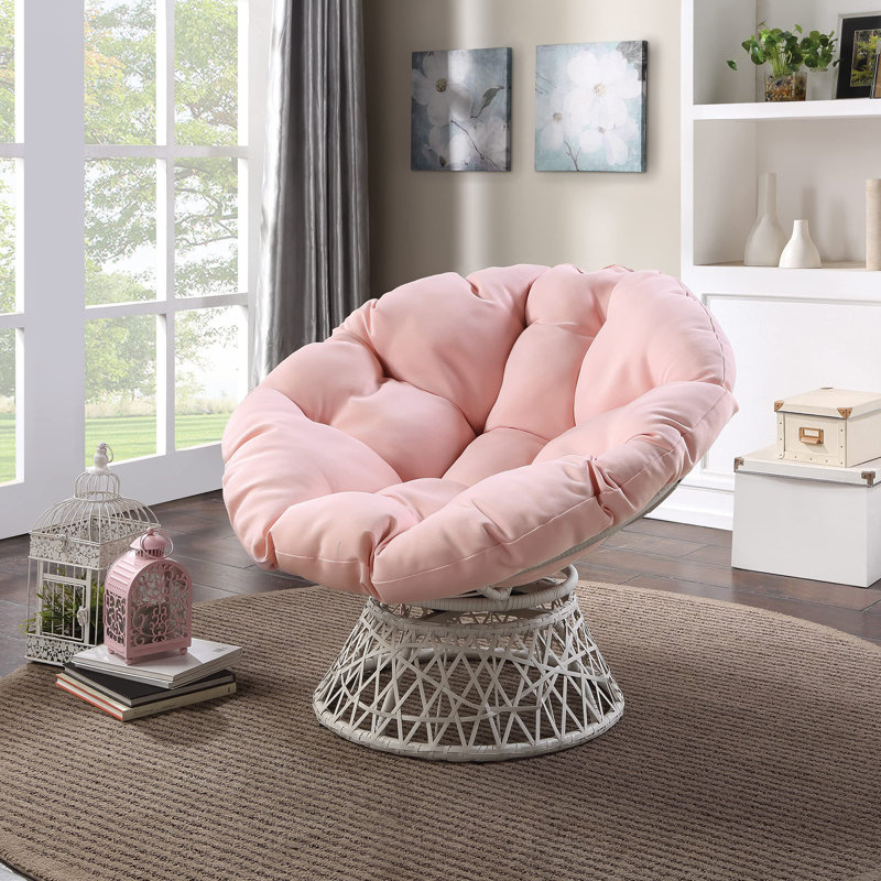 Chaise avec mobilier pivotant à 360 degrés, Rose, Blanc