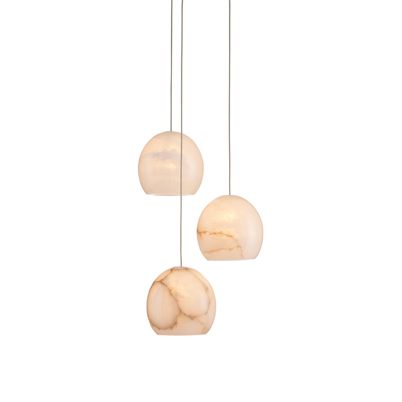 Lazio 3 - Light White, Silver Cluster Pendant