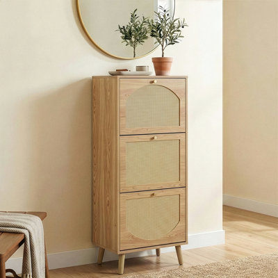 53" Tall Rattan Shoe Storage Cabinet