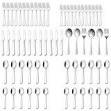 66-Piece Square Cutlery Set,Includes 6 Pieces Of Each Cutlery And Extra Serving Cutlery