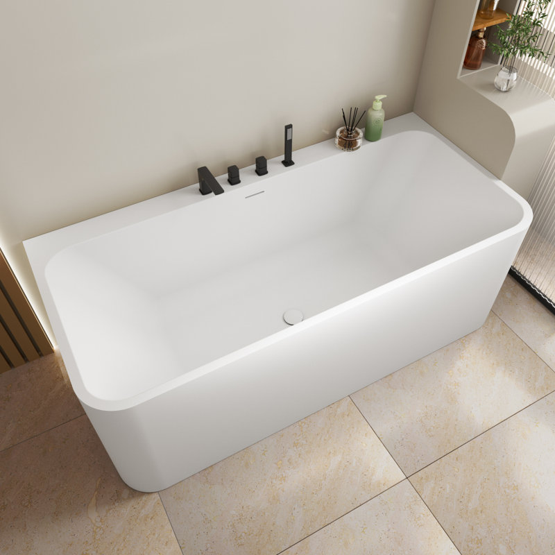 Baignoire de trempage autoportante de 59 pouces à surface solide