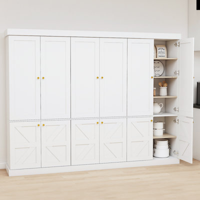 71" Tall Kitchen Pantry Cabinet, Tall Storage Cabinet With 4 Doors And Adjustable Shelves,Farmhouse Storage Cabinet White