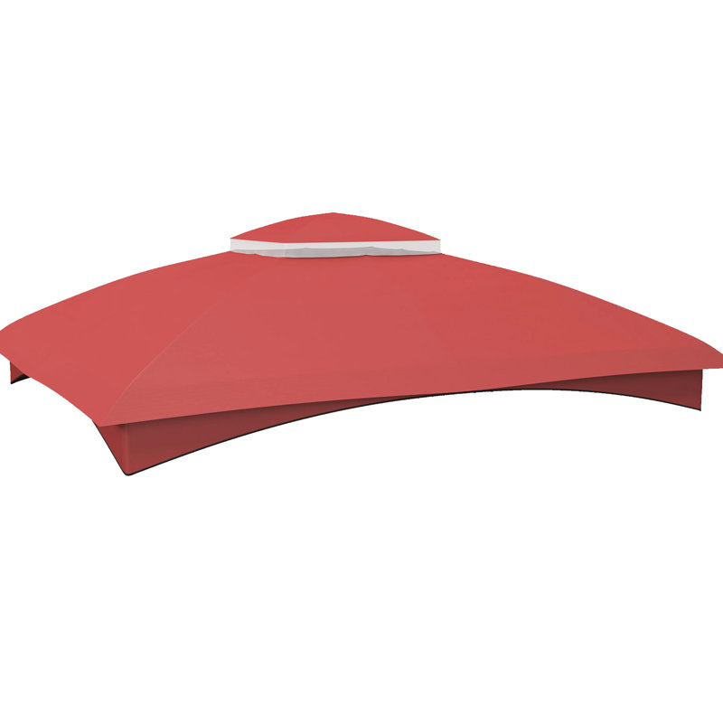 Auvent de remplacement pour pavillon de jardin 10 pi x 12 pi, rouge vin, 2 avec trous de drainage et auvent de remplacement rouge idéal pour ventilation d'air, 12 pi, drain de toit rentable