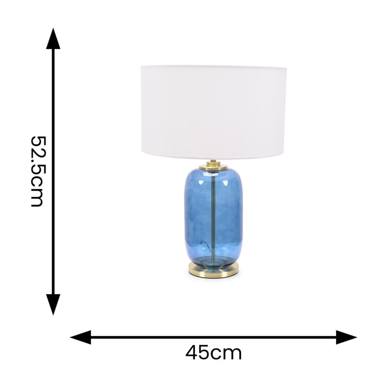 Angula Glass Table Lamp, White, Blue