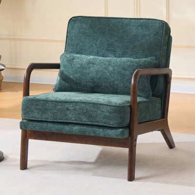 Chaise de salon rembourrée avec accoudoirs courbés en bois