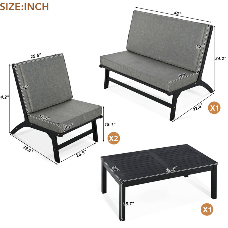 Latitude Run® 4-Piece V-Shaped Seats Set | Wayfair