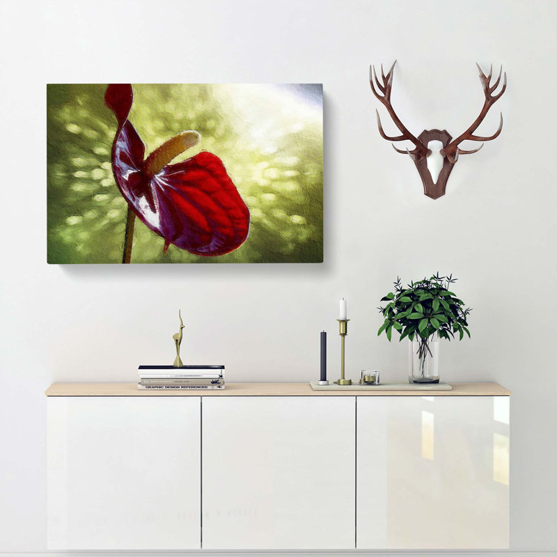 Anthurium Flower - Wrapped Canvas Painting, 35cm H x 50cm W x 3cm D
