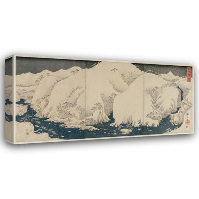 "Mountain and River on the Kiso Road" by  Ando Hiroshige - Gallery Wrap Canvas Wall Art