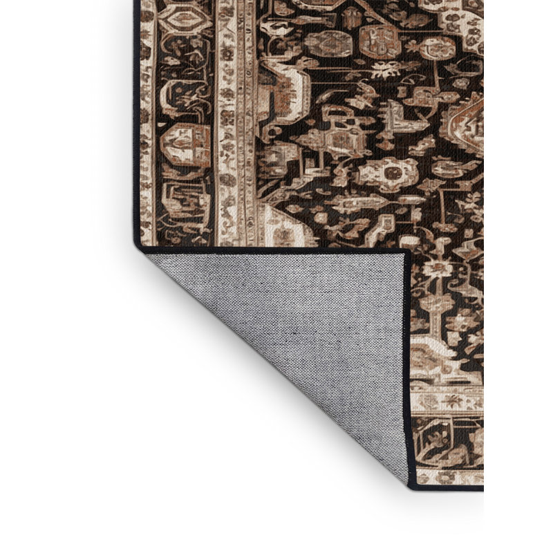 Tapis brun lavable à la machine, Carré 6 pi