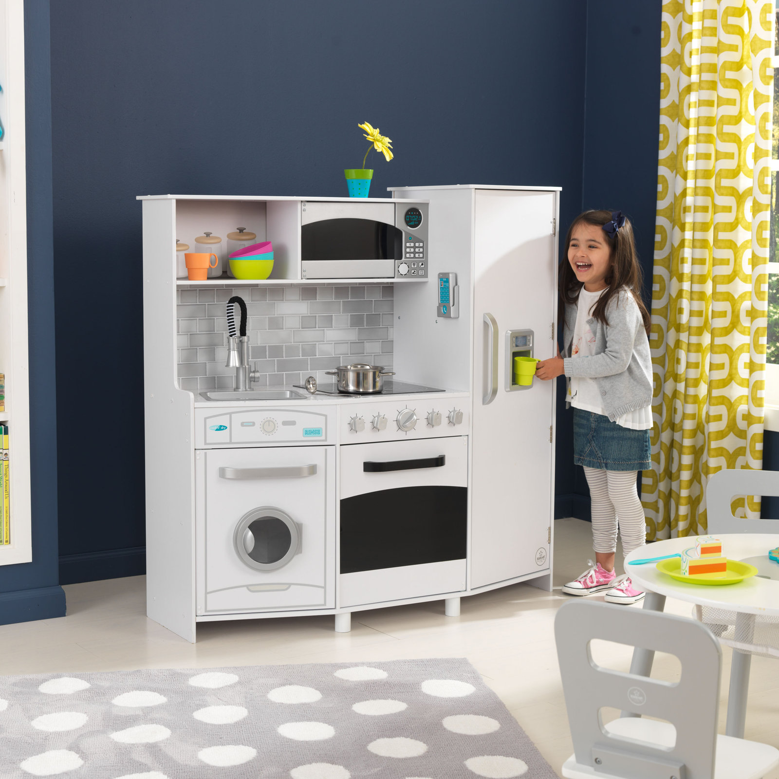 Large Play Kitchen with Lights and Sounds, White