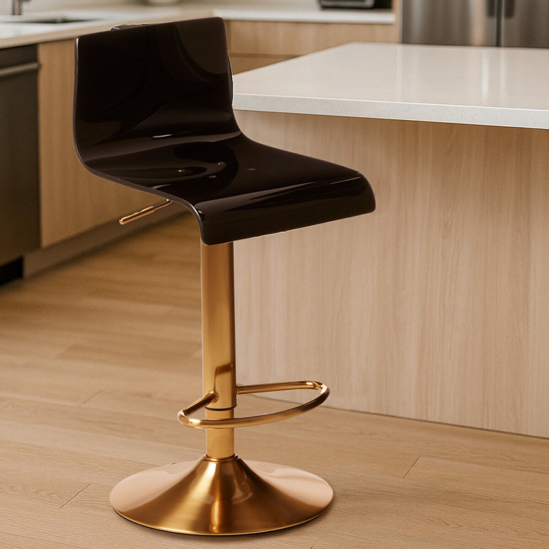 Tricia Swivel Adjustable Height Counter Stool with Metal Frame, Gold, Black