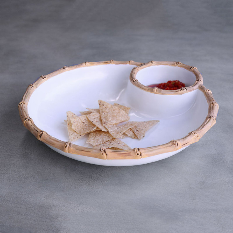 Grand bol à frites en bambou Vida (blanc et naturel)