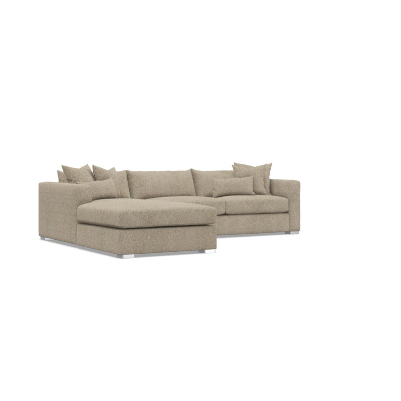 Chaise Sectional, Left Hand Facing, Tan Boucle