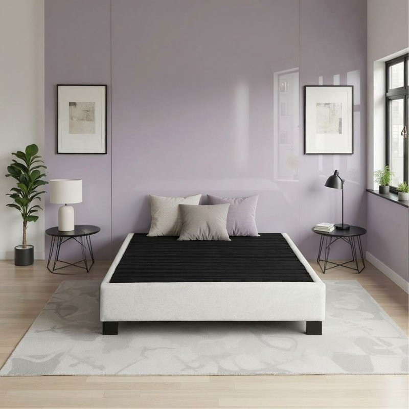 Base de lit tapissier Modern Contempo, Beige, Grand lit
