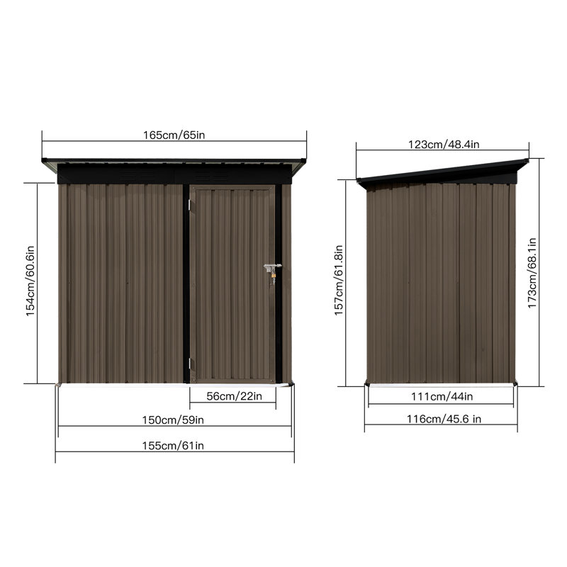 Remise de jardin en métal 5 pi 4 pi - verrouillable, imperméable, verrouillable, évent imperméable