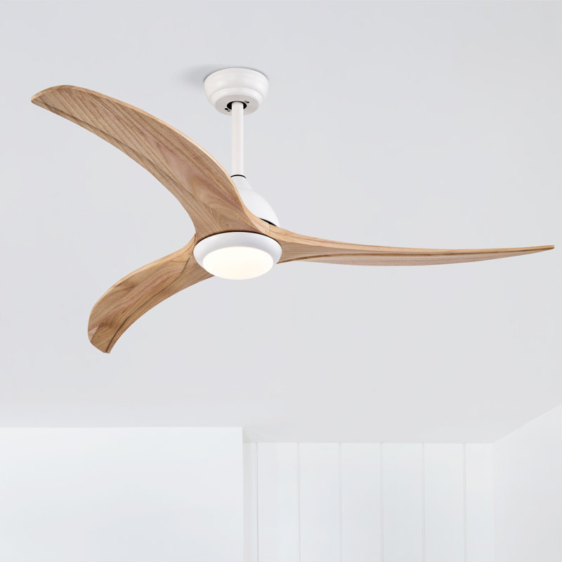 Ventilateur de plafond Cesar avec lumière DEL, télécommande et moteur réversible, Blanc mat
