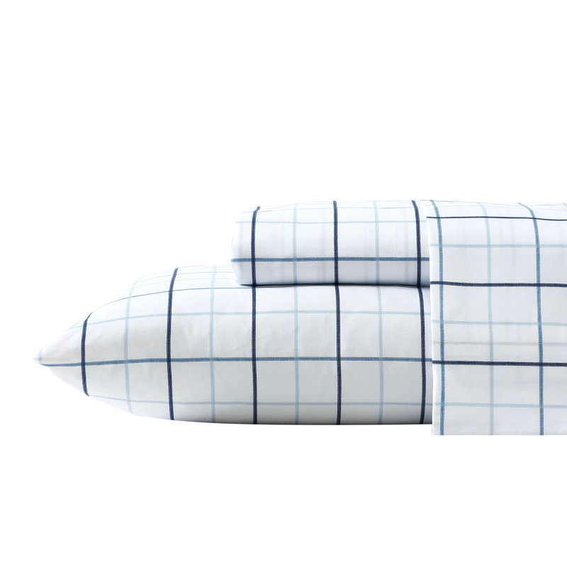 Classic Blue Checkered Twin XL Microfiber Sheet Set with Deep Pockets