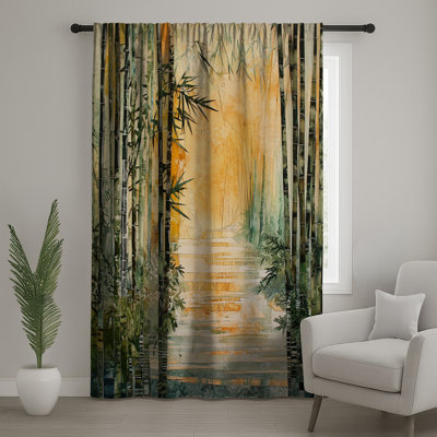 Bamboo Forest Pathway Window Curtains, Bamboo Sheer & Blockout Curtains - 1 Panel