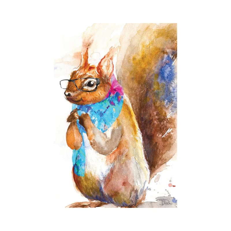 Hipster Squirrel by Patricia Pinto - Wrapped Canvas Gallery-Wrapped Canvas Giclée, 20.32 cm H x 30.48 cm W