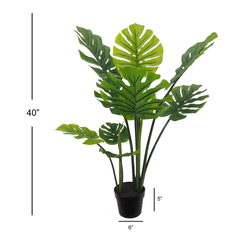 All Plants 40 " H Faux Philodendron Plant in Plastic Pot