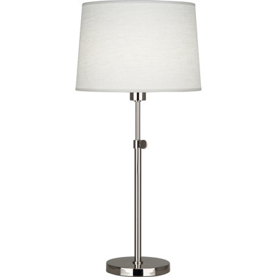 Srkashlteni Adjustable Height Table Lamp With Oyster Linen Shade - Contemporary Lighting Fixture For Transitional Spaces