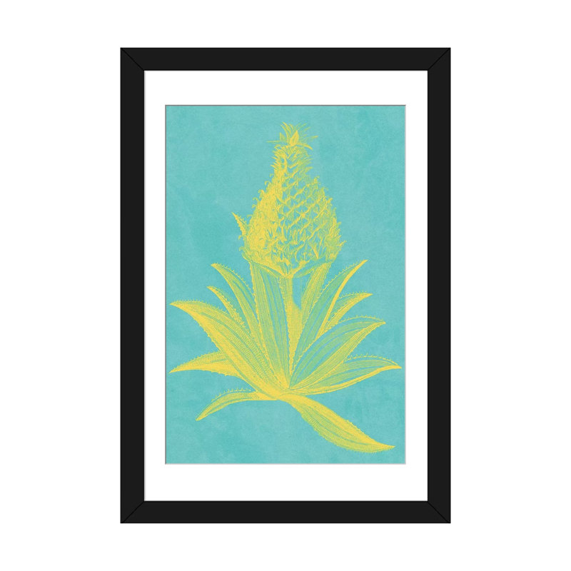 « ananas frais i », impression sur toile, H 24 po x l 16 po x P 1 po, Papier d'art encadré noir, Blanc