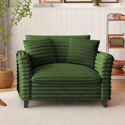 Fauteuil d'appoint surdimensionné en velours côtelé de 118 cm de large, fauteuil d'appoint à assise profonde avec coussins