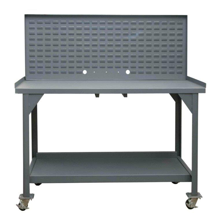 Steel Top Workbench with Wheels, 61.75" H x 60" W x 30" D