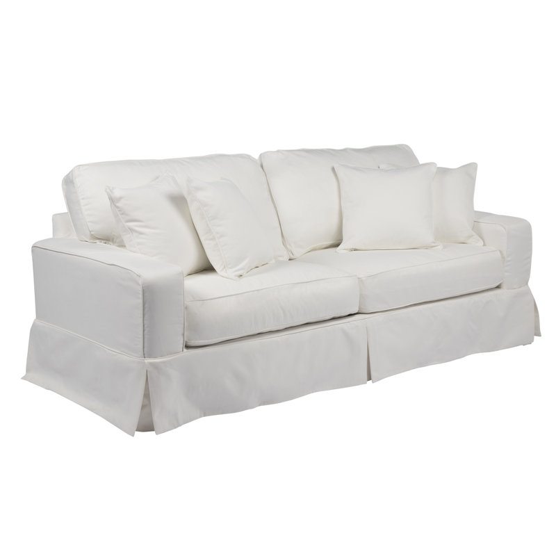 Canapé à accoudoirs carrés avec coussins réversibles 88 po Elsberry, Blanc