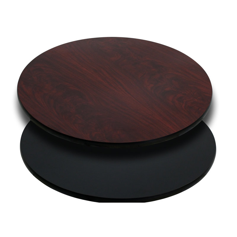 plateau de table rond Horgan, L 36 po x l 36 po, Noir / Acajou