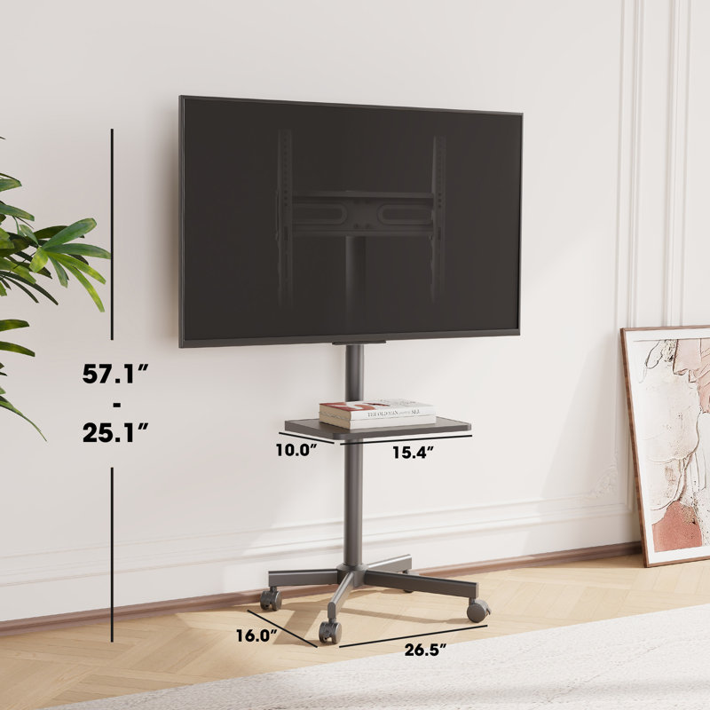 Meuble télé mobile avec roulettes Abbing, Noir, noir, noir, noir