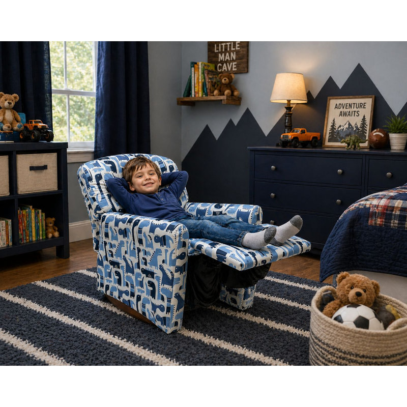 Kids Rocker Recliner Chair in Blue Dinosaurs - Multiple Patterns Available!, Blue Dinosaurs