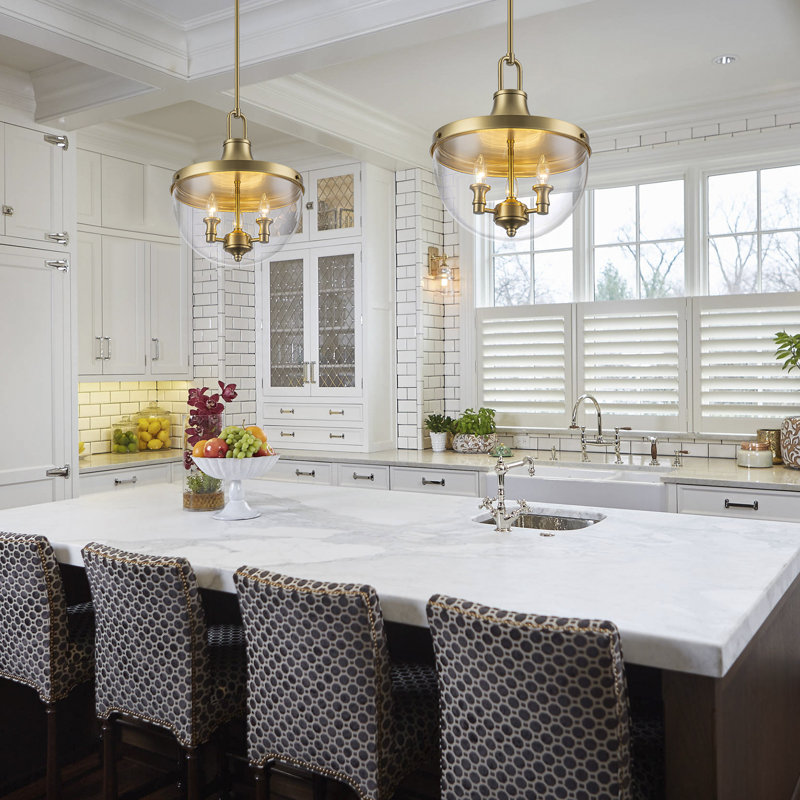 3-light Glass Kitchen Island Pendant