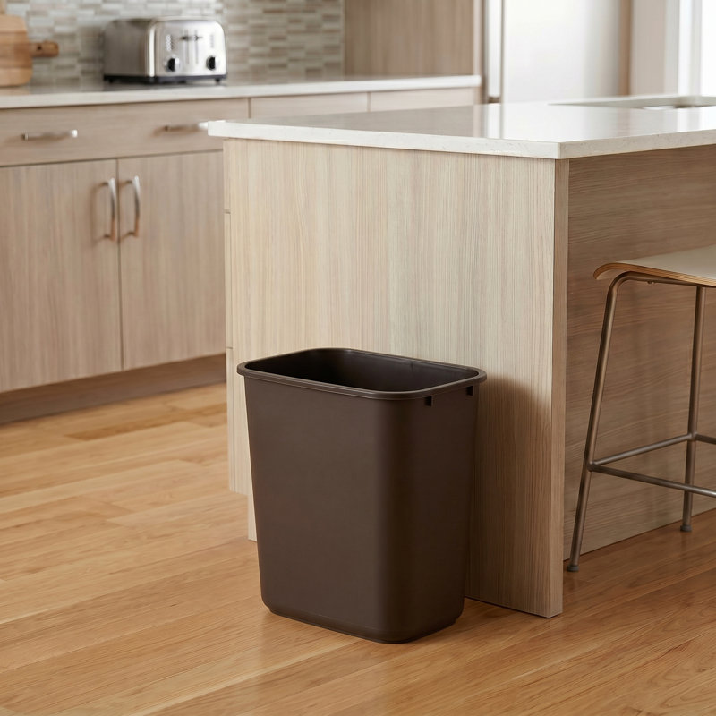 Poubelle rectangulaire en plastique 7 gallons | Ensemble de 2, Brun