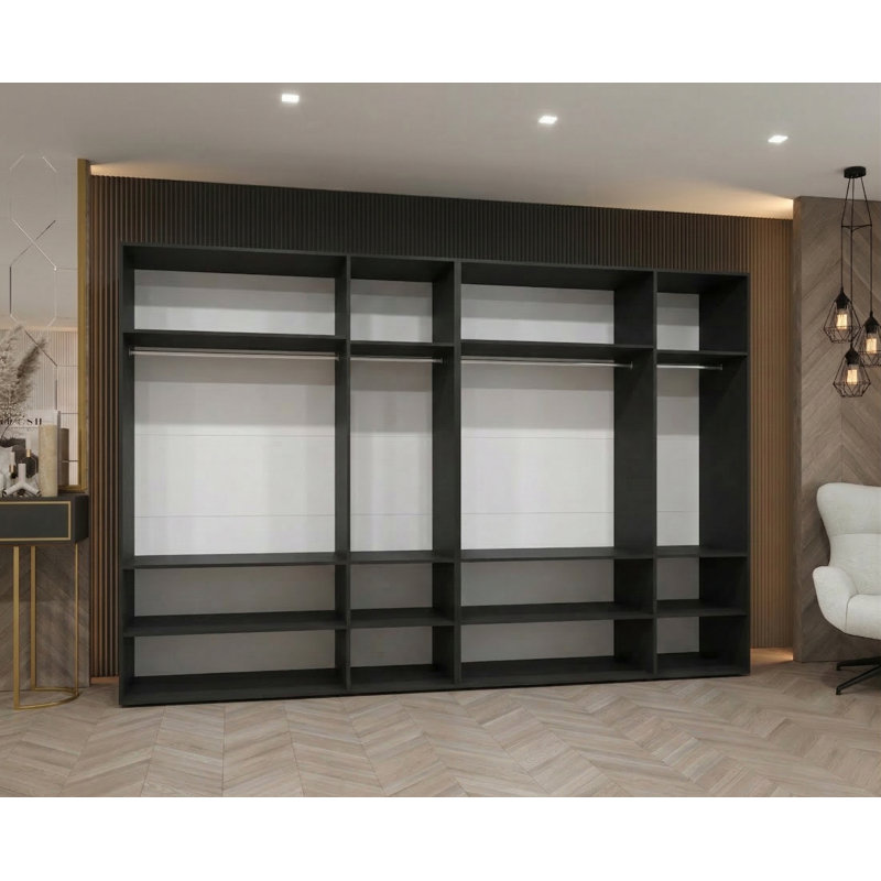 Manufactured Wood Wardrobe, black matt + handles: cashmere