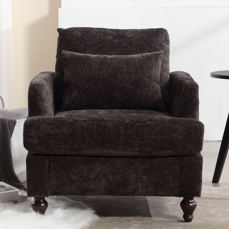 Denzal CAL117 Compliant 29.5'' Wide Chenille Armchair, Black Chenille
