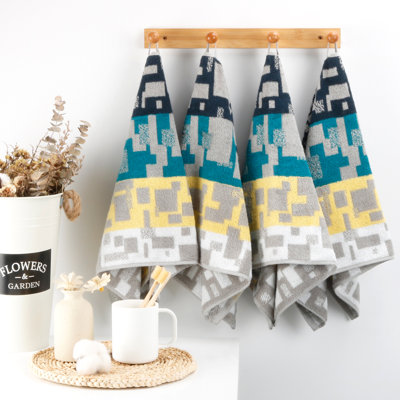  motif de 40 x 70 cm, paquet de 4 essuie-mains 100% coton pour salle de bain