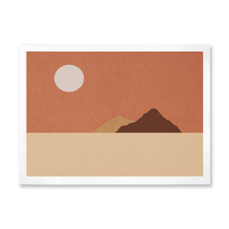 «Abstract Mininalisme Moon Landscape II», reproduction sur toile flottante, Cadre photo blanc, H 30 po x l 40 po x P 1,5 po