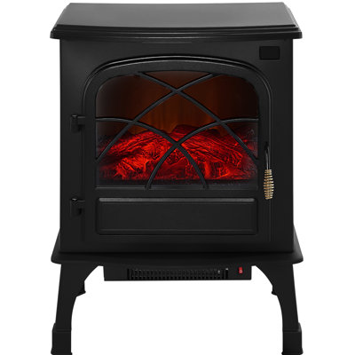 Chaufferette électrique sur pied 1500W 1500W 25,5 pouces, installation rapide avec 4 pieds de soutien, chauffage infrarouge efficace pour les saisons froides, flammes 3D réalistes pour une maison confortable, construction en nylon noir