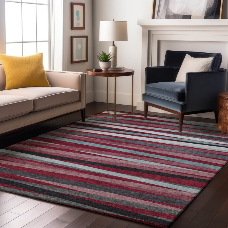 Premium Machine Washable Natoma AMF997 Stripes Rug, Rectangle 9' x 12'