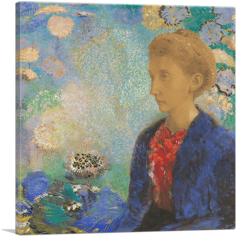 "Baronne de Domécy 1900" par Odilon Redon, reproduction d'art sur toile tendue, H 18 po x l 18 po x 1,5 po