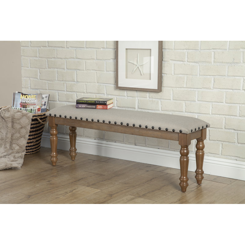 LuXeo Cambridge Upholstered Bench, Oak Gray Wash