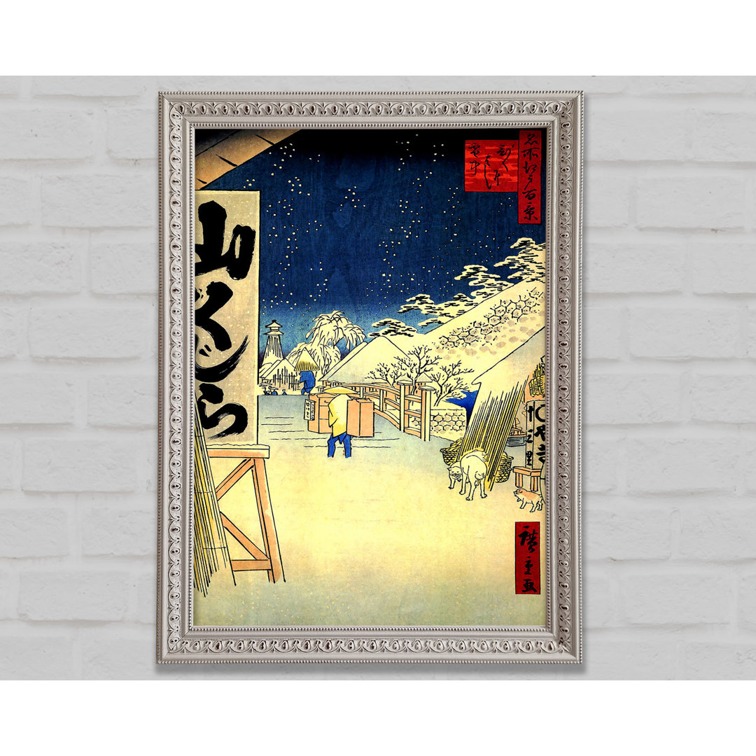 Bikuni-Brücke im Schnee von Utagawa Hiroshige - Einzelne Bilderrahmen Kunstdrucke