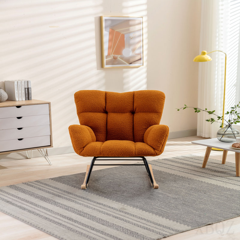 Fauteuil oscillant confortable en peluche pour chambre de bébé et de salon, caramel