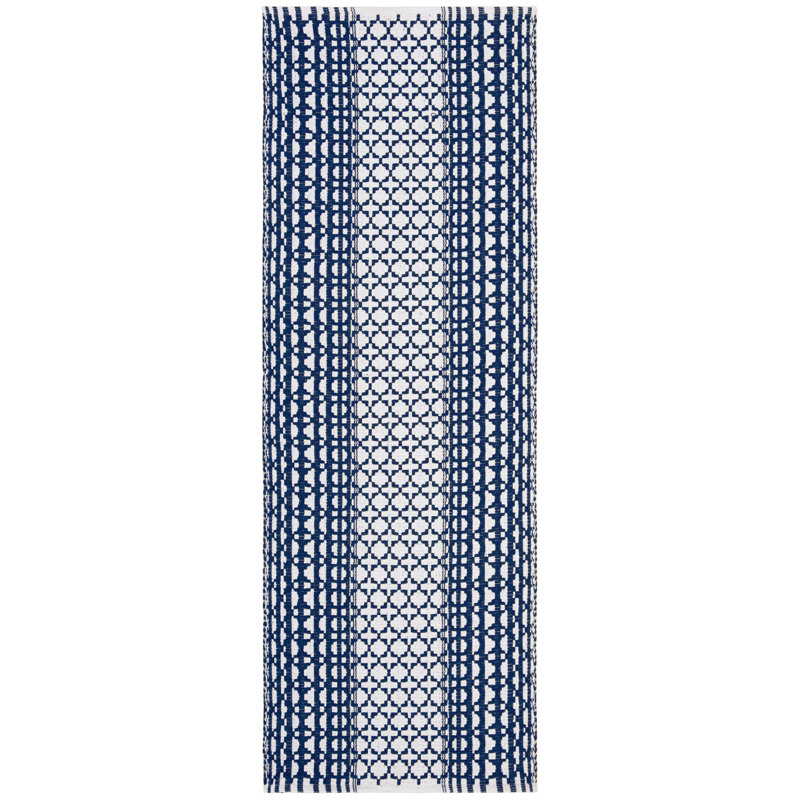 Amaral Hand Woven Cotton Geometric Rug, Runner 2'3" x 7'