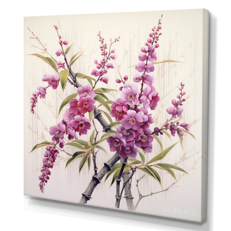 «Bamboo And Plum Blossoms I», art mural sur toile de bambou_106656, H 16 po x l 16 po, Toile tendue