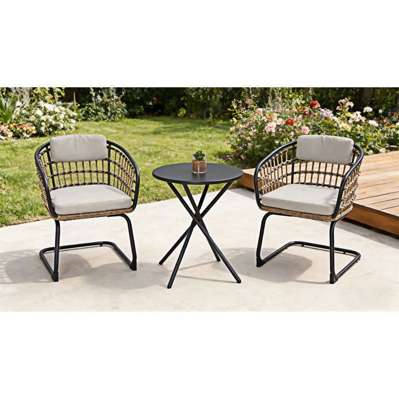 3-Piece Outdoor Wicker Bistro Set