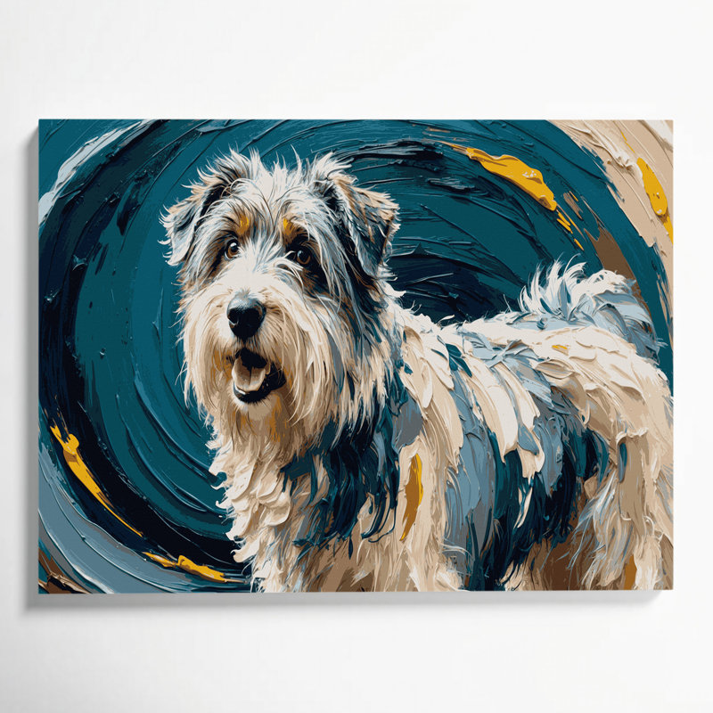 Chiens, chien de berger des plaines polonais sur toile verte, H 20 po x l 30 po
